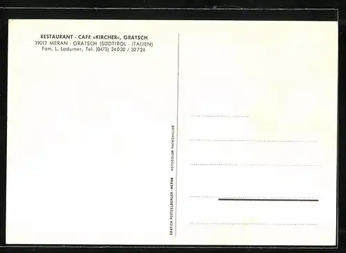 AK Meran-Gratsch, vor dem Restaurant Cafe Kircher