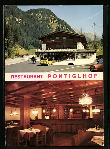AK Gossensass, Restaurant Bar Pontiglhof in der Brennerstrasse, in der Gaststube