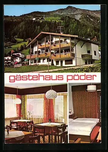 AK St. Walburg, vor dem Gästehaus Pöder, in der Gaststube