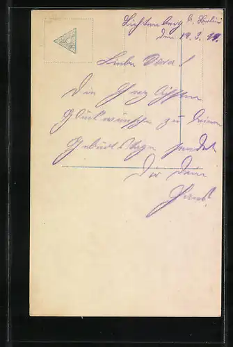 Foto-AK Photochemie Berlin Nr. 3140: Innigste Geburtstagsglückwünsche, Soldat schickt Paket an sein Kind