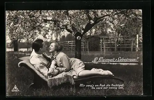 Foto-AK Photochemie Berlin Nr. 6246: O Maienzeit, O Liebestraum!, junges Pärchen unter einem Baum