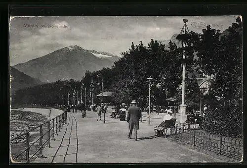 AK Meran, auf der Kurpromenade