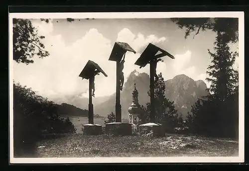 AK Kastelruth, an den drei Kreuzen