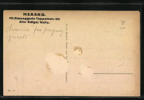 AK Meran, am Gasthof über der Stadt im Tal, Passeggiata Tappeiner