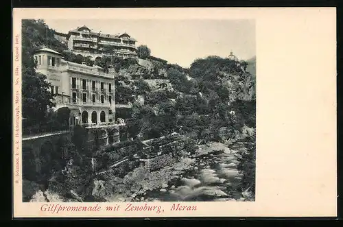 AK Meran, Gilfpromenade mit Zenoburg