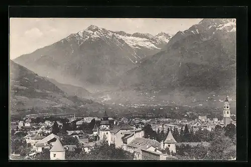 AK Meran, Generalansicht der Stadt mit Blick auf die Dolomiten