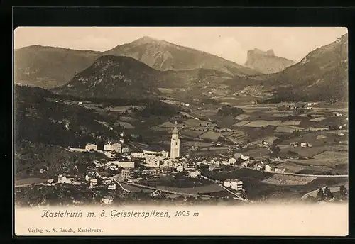 AK Kastelruth, die Stadt vor den Geisslerspitzen