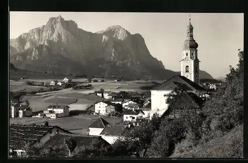 AK Castelrotto, Lo Sciliar, an der Kirche mit Blick auf die Dolomiten