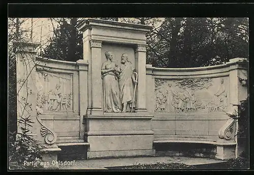 AK Hamburg-Ohlsdorf, Gedenkstein auf dem Friedhof