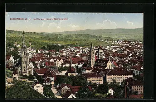 AK Esslingen a. N., Generalansicht mit Blick von der Neckarhalde