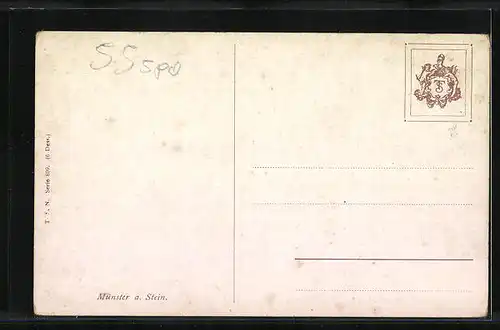 Künstler-AK Münster a. Stein, Generalansicht im Tal