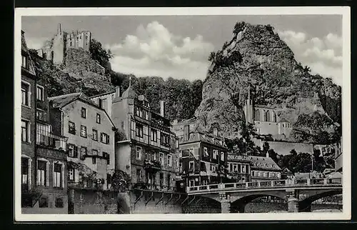 AK Oberstein a. d. Nahe, an der Brücke unter der Felsenkirche