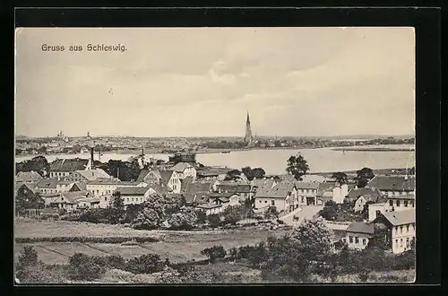 AK Schleswig, Stadttotale mit Blick zum Dom