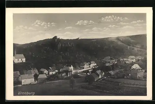 AK Virneburg, Blick auf die Burgruine über dem Ort