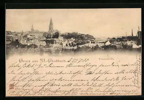 AK Mönchen-Gladbach, Totalansicht der Stadt