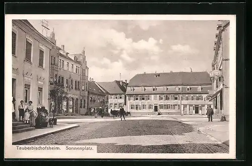 AK Tauberbischofsheim, Sonnenplatz mit Gasthöfen