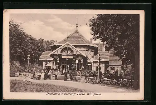 AK Porta Westfalica, Gasthaus Denkmals-Wirtschaft am Kaiser Wilhelm Denkmal