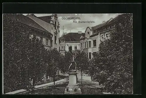AK Odenkirchen, Am Bismarckplatz mit Denkmal