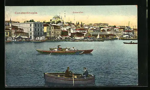AK Constantinople, Corne d`Or, Ruderboote mitz Blick zur Hagia Sophia