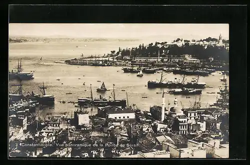 AK Constantinople, Vue panoramique de la Pointe du Serail