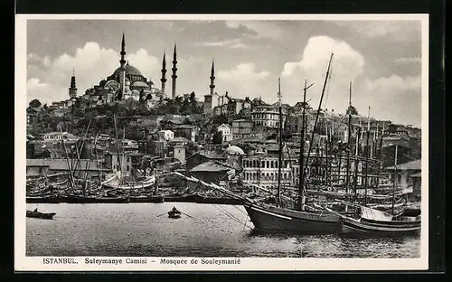 AK Istanbul, Suleymanye Camisi, Schiffe im Hafen