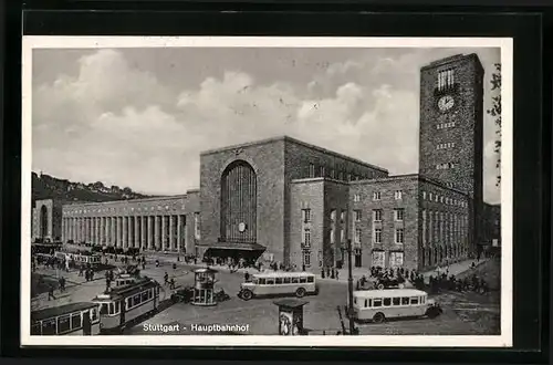 AK Hannover, Hauptbahnhof mit Strassenbahn