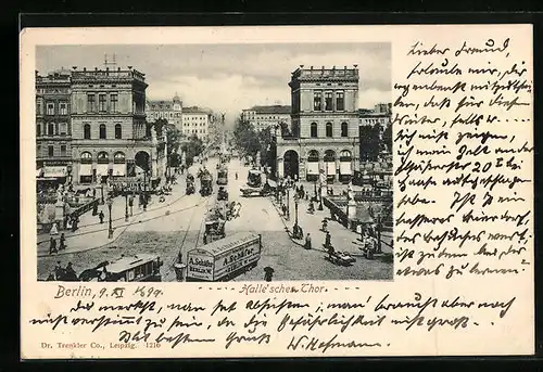 AK Berlin, Halle`sches Tor mit Strassenbahn