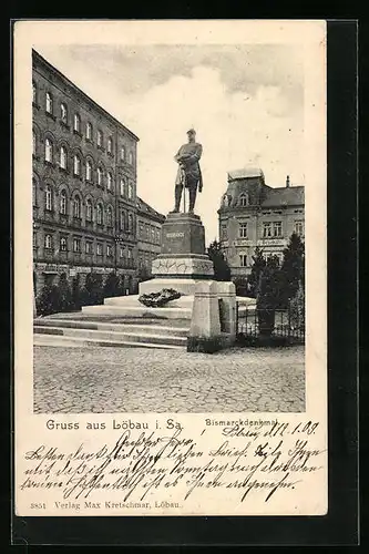AK Löbau i. Sa., am Bismarckdenkmal