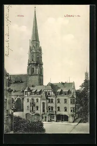 AK Löbau i. Sa., Blick zur Kirche