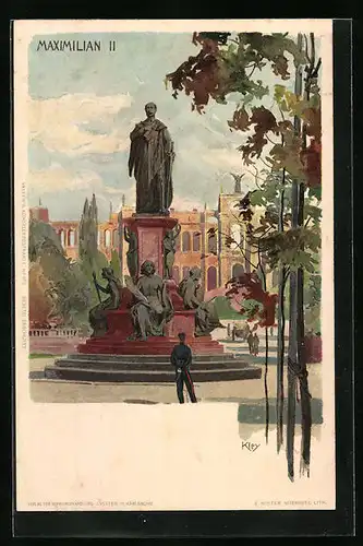 Künstler-AK Heinrich Kley: München, Denkmal Maximilian II