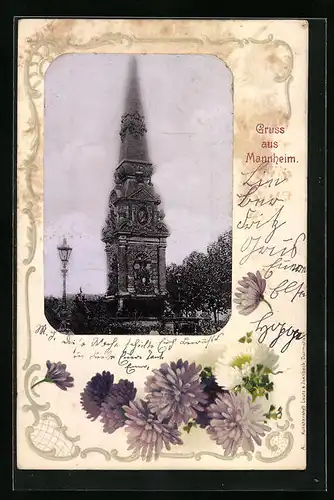 AK Mannheim, Denkmal und Blumenzierde