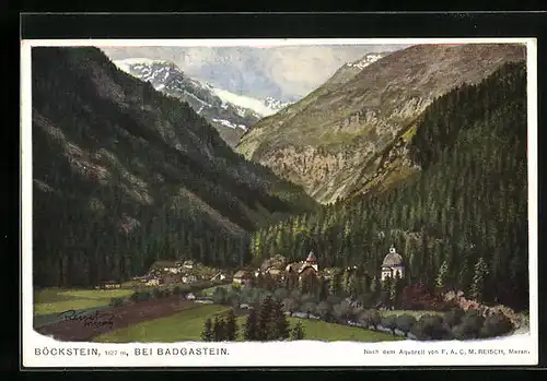 Künstler-AK F.A.C.M. Reisch: Badgastein, Panorama