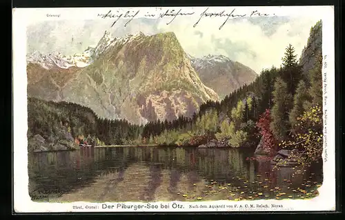 Künstler-AK F.A.C.M. Reisch: Der Piburger-See bei Ötz