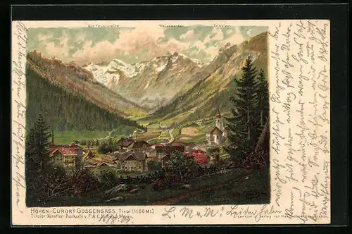 Künstler-AK F.A.C.M. Reisch: Gossensass, Panorama