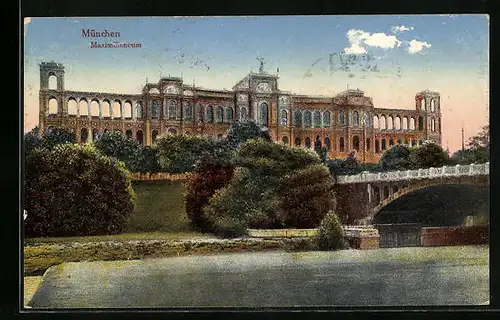 AK München, an der Brücke vor dem Maximilianeum