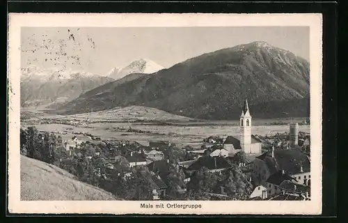 AK Mals, Gesamtansicht mit Ortlergruppe