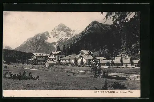 AK Schluderbach, Panorama mit Croda Rosa