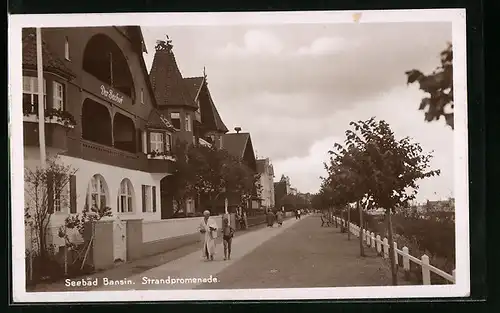 AK Bansin, Strandpromenade mit Hotel Der Seehof