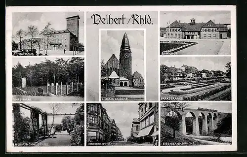 AK Velbert / Rheinland, Christuskirche, Bahnhof, Parkstrasse, Rathaus
