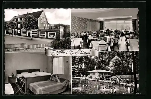 AK Dhünn i. Berg. Land, Hotel-Restaurant Zu den drei Linden, Freibad