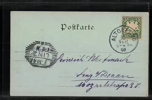 Mondschein-AK Altötting, Teilansicht mit Kirchen