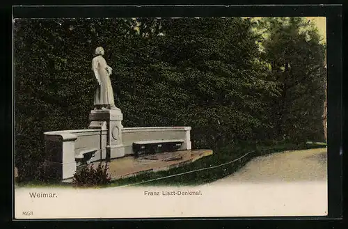 AK Weimar, am Franz Liszt-Denkmal