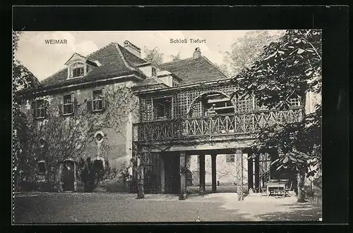 AK Weimar, am Schloss Tiefurt