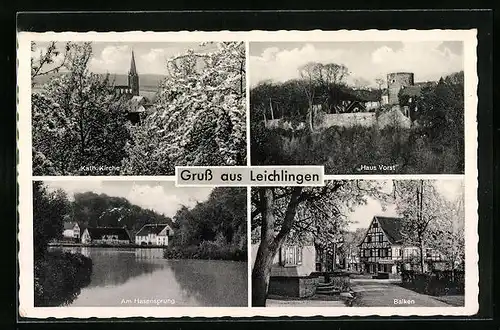 AK Leichlingen, Haus Vorst, Haspensprung, Kath. Kirche, Balken