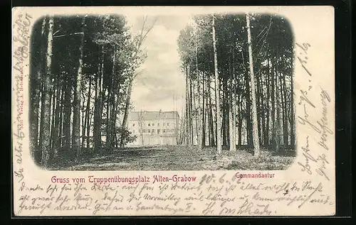 AK Alten-Grabow, Truppenübungsplatz, Blick zur Commandantur