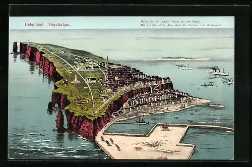 AK Helgoland, Totale aus der Vogelschau