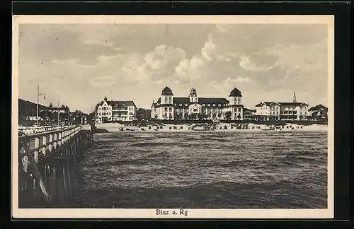 AK Binz / Rügen, Blick von der See auf den Strand