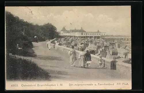 AK Brunshaupten i. M., Strandpromenade und Familienbad