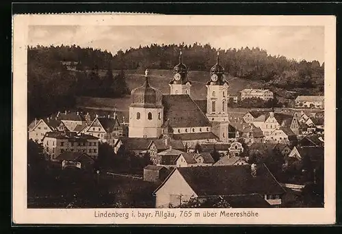 AK Lindenberg / bayr. Allgäu, Teilansicht mit Kirche