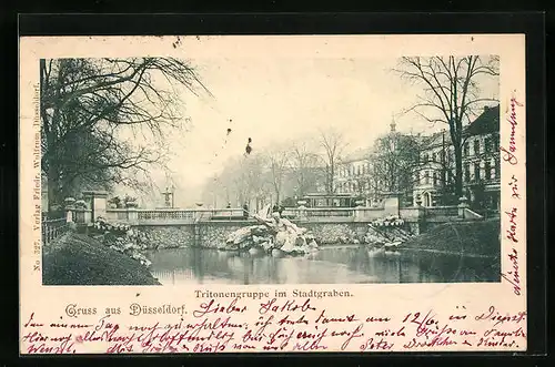 AK Düsseldorf, Tritonengruppe im Stadtgraben